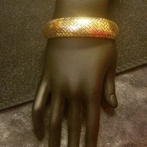 Gold herringbone bangle bracelet